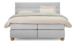 Karlsson Boxspring Solid Lina - Zandbeige Melange Vlakke Boxspring met Gestoffeerd Matras -Beter Bed Winkel Boxspring Solid Lina vlak met gestoffeerd matras light grey 5