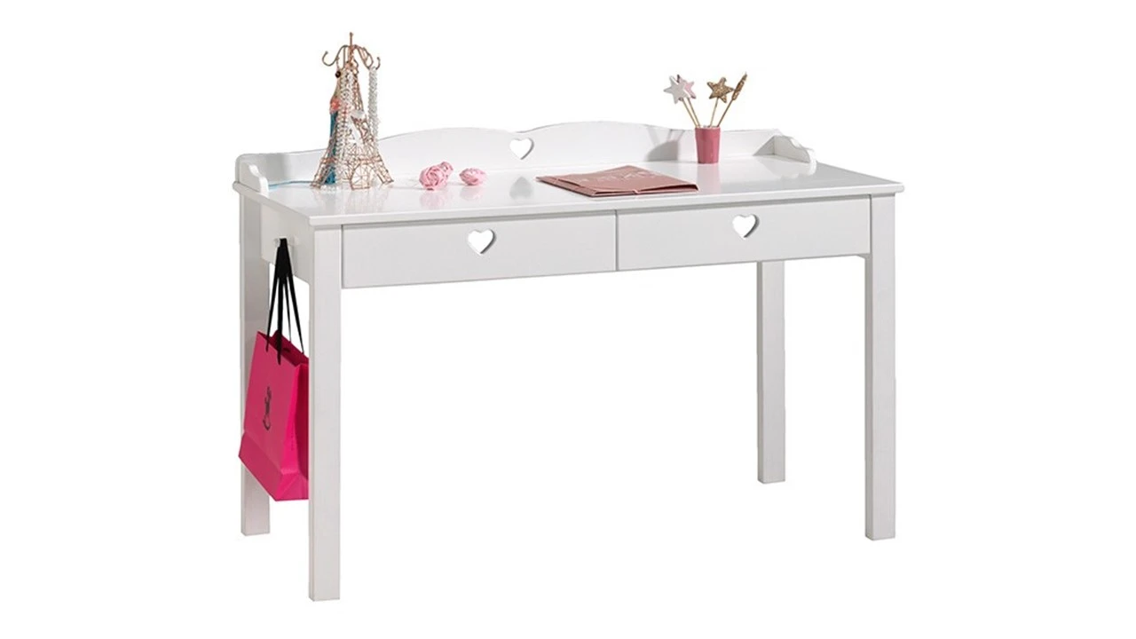 Vipack Bureau Amori Wit – Romantisch Kinderbureau met 2 Laden en Hartjesuitsparingen 3 Vipack Bureau Amori Wit – Romantisch Kinderbureau met 2 Laden en Hartjesuitsparingen