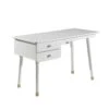 Vipack Bureau Billy Wit met Goudkleurige Accenten – Retro Kinderbureau met 2 Laden -Beter Bed Winkel Bureau Billy wit