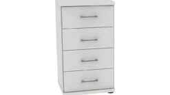 Bienne Witte Commode met 4 Laden – Landelijke Ladekast met Zilveren Knoppen