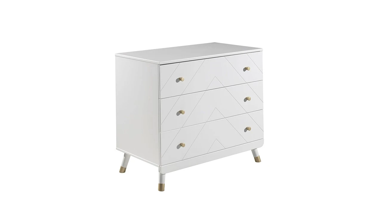Vipack Billy Commode Wit met Gouden Details - 3 Laden Ladekast voor Kinderkamer 3 Vipack Billy Commode Wit met Gouden Details - 3 Laden Ladekast voor Kinderkamer