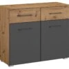 Birmingham Industriële Commode Eiken & Metallic Grijs – 2 Deuren & 2 Laden -Beter Bed Winkel Commode Birmingham met 2 deuren en 2 laden bruin