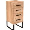 Commode Craft Rustiek Eiken & Donker Staal – Industriële Ladekast met 4 Laden -Beter Bed Winkel Commode Craft eiken