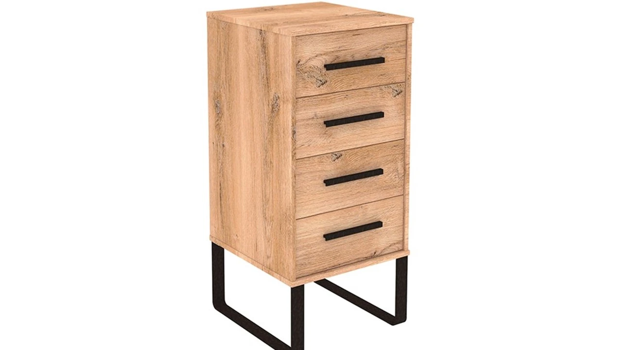 Commode Craft Rustiek Eiken & Donker Staal – Industriële Ladekast met 4 Laden 3 Commode Craft Rustiek Eiken & Donker Staal – Industriële Ladekast met 4 Laden