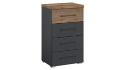 Commode Halifax 4 Laden - Eikenlook met Zwarte Grepen - Industrieel Design