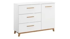 Commode Nevada Wit met Hout – Scandinavische Ladekast met 3 Laden en 1 Deur