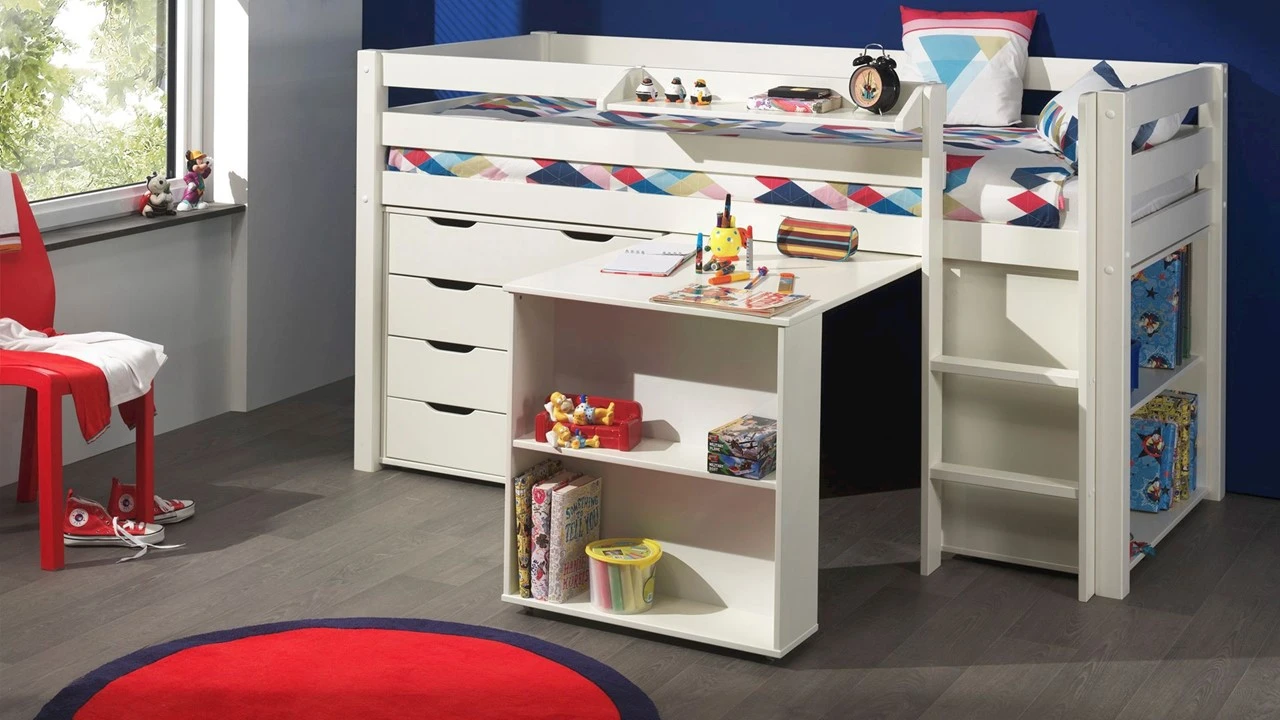 Pino/Scott Commode Wit Grenenhout – Moderne Ladekast met 4 Laden voor Kinderkamer 4 Pino/Scott Commode Wit Grenenhout – Moderne Ladekast met 4 Laden voor Kinderkamer - Afbeelding 2