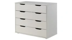 Pino/Scott Commode Wit Grenenhout – Moderne Ladekast met 4 Laden voor Kinderkamer