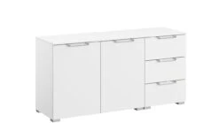 Commode Sydney II – Moderne Ladekast met 2 Deuren en 3 Laden – Wit 120x42x62 cm