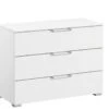 Commode Sydney II - Stijlvolle Witte Ladekast met 3 Laden en Aluminium Grepen -Beter Bed Winkel Commode Sydney met 3 laden wit