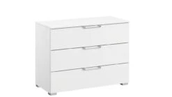 Commode Sydney II - Stijlvolle Witte Ladekast met 3 Laden en Aluminium Grepen