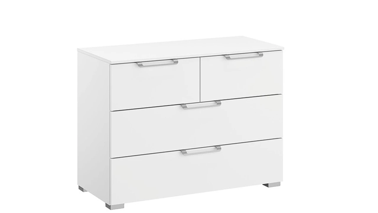Commode Sydney II Wit - 4 Laden met Aluminium Grepen - 80x42x62 cm 3 Commode Sydney II Wit - 4 Laden met Aluminium Grepen - 80x42x62 cm