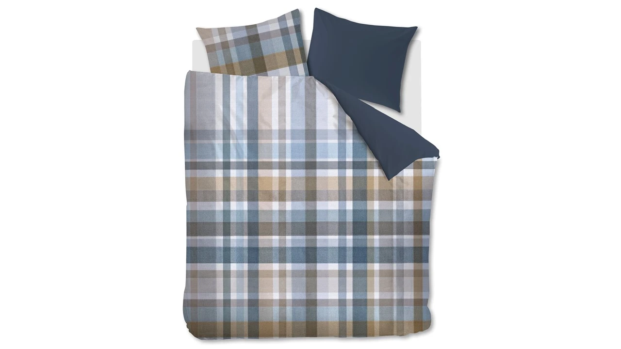 Beddinghouse Eliott Blauw & Zand – Handgeschilderd Ruitpatroon – 100% Katoen Dekbedovertrek 3 Beddinghouse Eliott Blauw & Zand – Handgeschilderd Ruitpatroon – 100% Katoen Dekbedovertrek