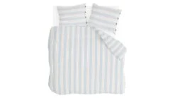 Walra Remade Striped Harmony Dekbedovertrek - Blauw, Off-White & Taupe Strepen - Gerecycled Katoen