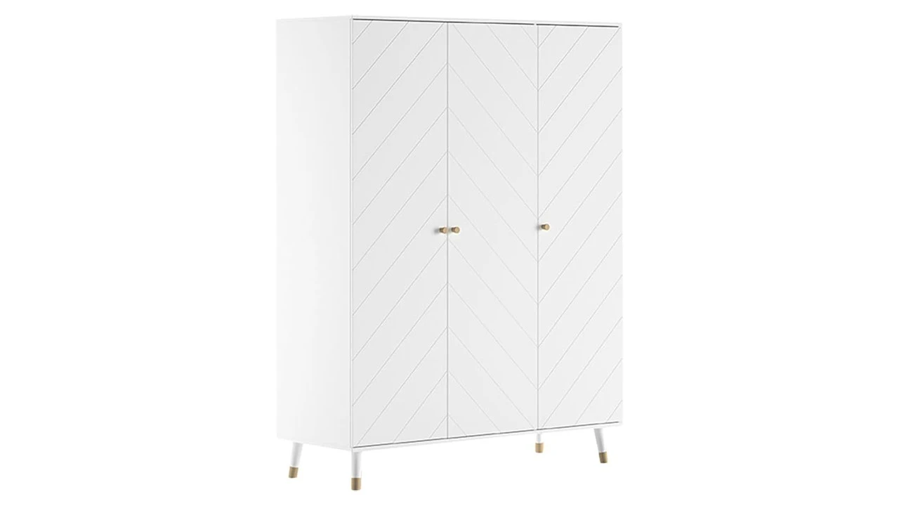 Draaideurkast Billy – Modern Wit met Goud & Geometrisch Design – Kinderkledingkast 3 Draaideurkast Billy – Modern Wit met Goud & Geometrisch Design – Kinderkledingkast