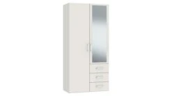 Compact Draaideurkast 2-Deurs met Spiegel en 3 Laden – Tijdloze Kledingkast