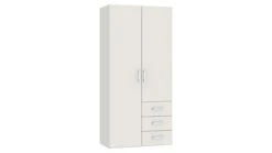 Draaideurkast Compact 2-Deurs met 3 Laden – Tijdloze Kledingkast met Roede