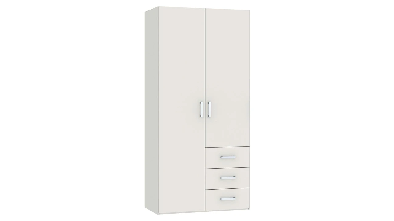 Draaideurkast Compact 2-Deurs met 3 Laden β Tijdloze Kledingkast met Roede 3 Draaideurkast Compact 2-Deurs met 3 Laden β Tijdloze Kledingkast met Roede