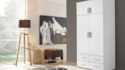 Draaideurkast Kemi – Licht Eiken 3-Deurs Kledingkast met 2 Lades – Modern Design -Beter Bed Winkel Draaideurkast Kemi wit 1