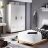 Bed Nevada – Scandinavisch Wit met Hout – Modern Design Bedframe met Ronde Hoeken 2 Bed Nevada – Scandinavisch Wit met Hout – Modern Design Bedframe met Ronde Hoeken -Beter Bed Winkel Draaideurkast Nevada met laden