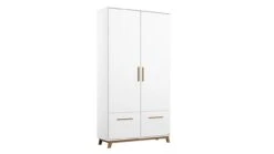 Nevada Wit met Houtaccenten - Scandinavische Draaideurkast met Laden