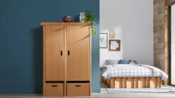 Paper Bed Draaideurkast Paper – Natuurlijk Bruin Karton Duurzame 2-Deurs Kledingkast met Laden -Beter Bed Winkel Draaideurkast Paper bruin 2