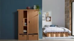 Paper Bed Draaideurkast Paper – Natuurlijk Bruin Karton Duurzame 2-Deurs Kledingkast met Laden -Beter Bed Winkel Draaideurkast Paper bruin 3