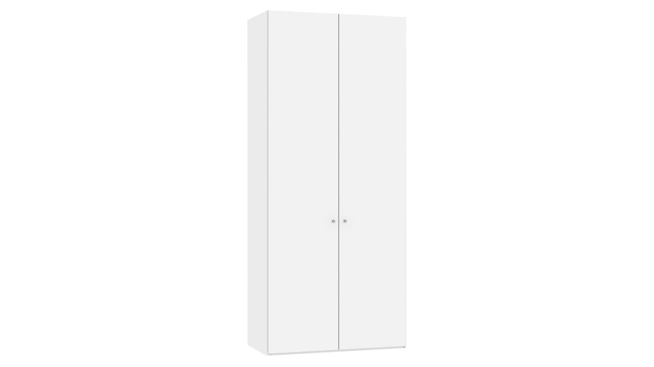 Draaideurkast Spiez 2-deurs – Wit Melamine – Moderne Garderobekast met Roede 3 Draaideurkast Spiez 2-deurs – Wit Melamine – Moderne Garderobekast met Roede