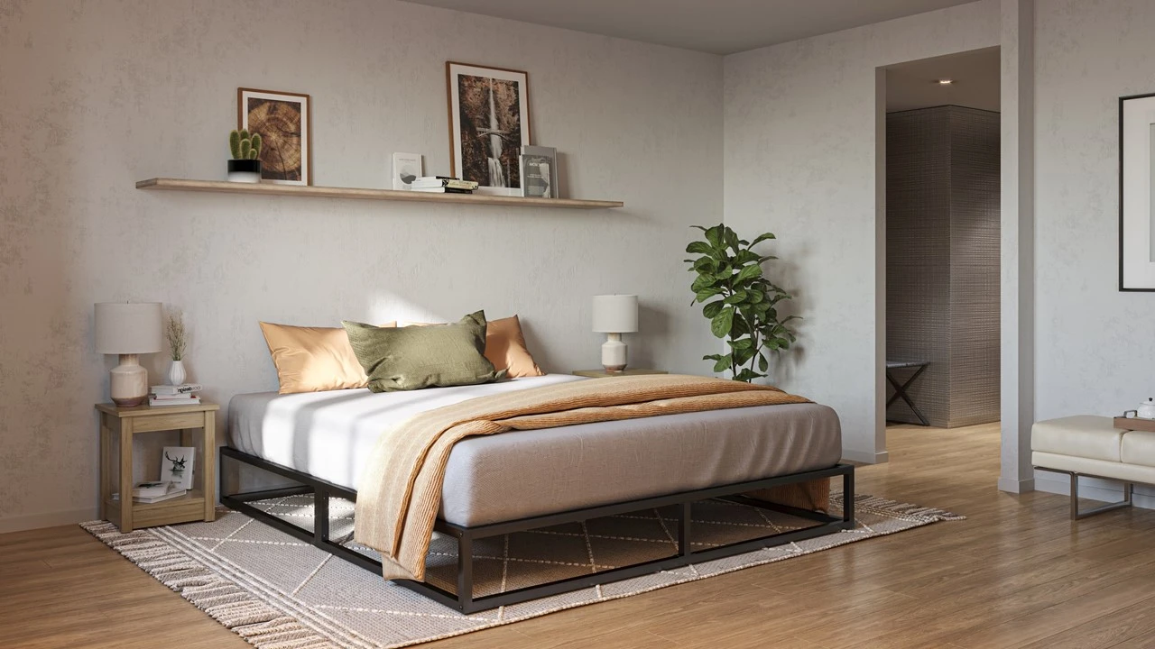 Emma Metal Bed โ Minimalist Industrial Design Bed Frame with Slatted Base 3 Emma Metal Bed โ Minimalist Industrial Design Bed Frame with Slatted Base