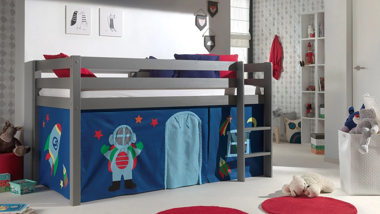 Pino & Scott Astro Blauw Ruimtevaart Thema – Speelgordijn voor Halfhoogslaper 4 Pino & Scott Astro Blauw Ruimtevaart Thema – Speelgordijn voor Halfhoogslaper - Afbeelding 2