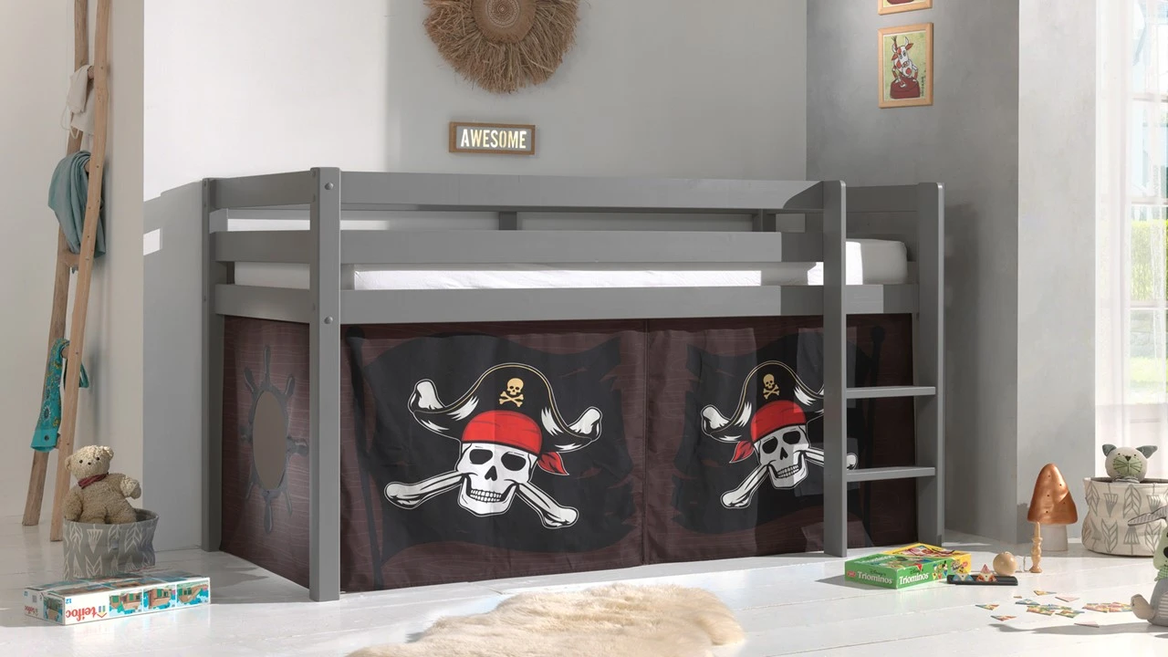 Caribian Pirates Pino/Scott Gordijnenset - Blauw/Rood Piraten Thema voor Halfhoogslaper 4 Caribian Pirates Pino/Scott Gordijnenset - Blauw/Rood Piraten Thema voor Halfhoogslaper - Afbeelding 2