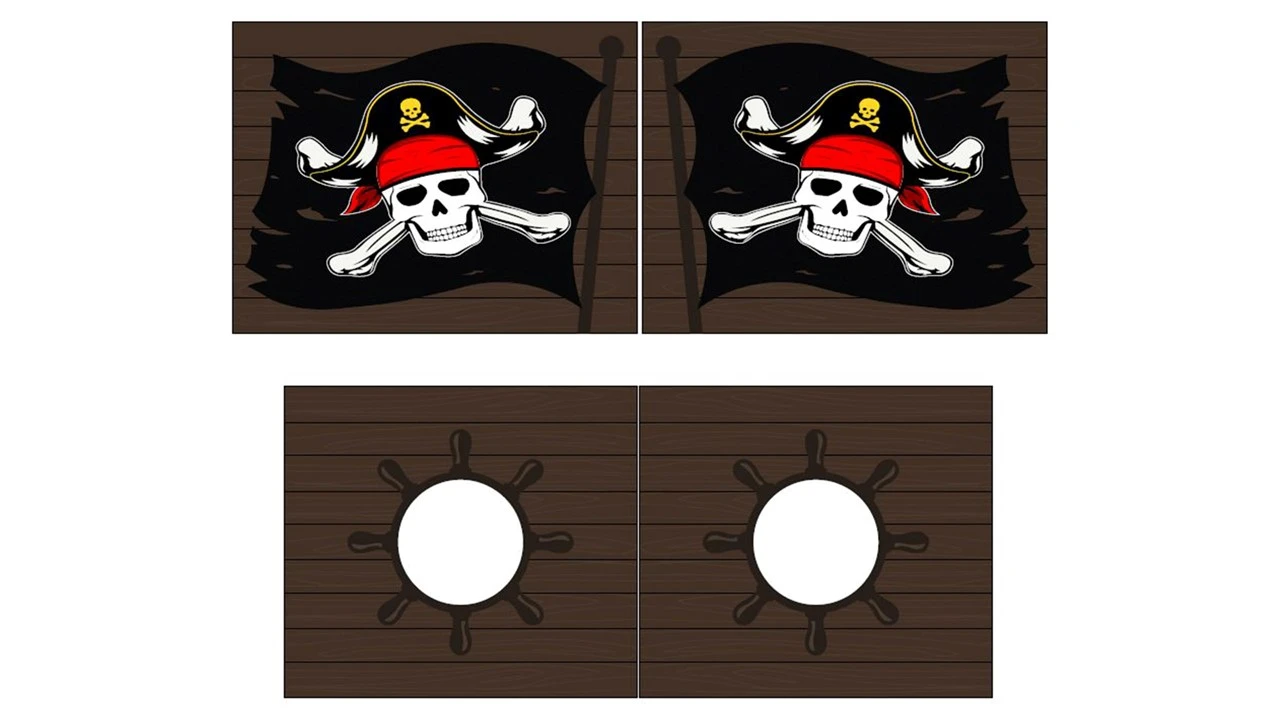 Caribian Pirates Pino/Scott Gordijnenset - Blauw/Rood Piraten Thema voor Halfhoogslaper 3 Caribian Pirates Pino/Scott Gordijnenset - Blauw/Rood Piraten Thema voor Halfhoogslaper