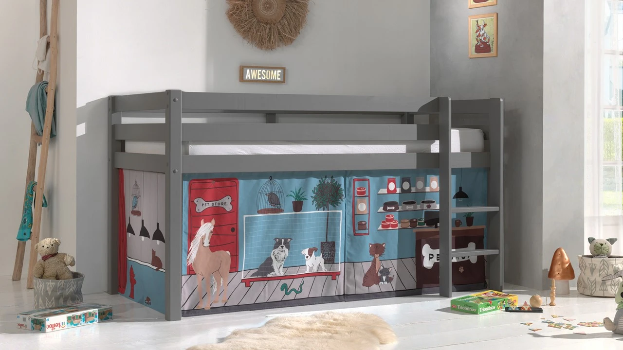 Pino/Scott Pet Shop Speelgordijn – Dierenwinkel Thema voor Halfhoogslaper 4 Pino/Scott Pet Shop Speelgordijn – Dierenwinkel Thema voor Halfhoogslaper - Afbeelding 2