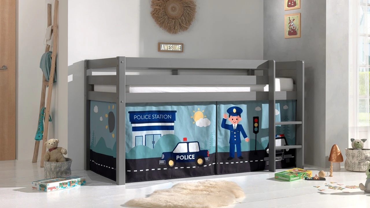 Pino & Scott Speelgordijn Police β Blauw Politiethema voor Halfhoogslaper 4 Pino & Scott Speelgordijn Police β Blauw Politiethema voor Halfhoogslaper - Afbeelding 2