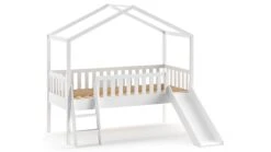 Vipack Halfhoogslaper Dallas Huisbed met Glijbaan - Massief Grenenhout Naturel -Beter Bed Winkel Halfhoogslaper Dallas als huis met glijbaan wit 2
