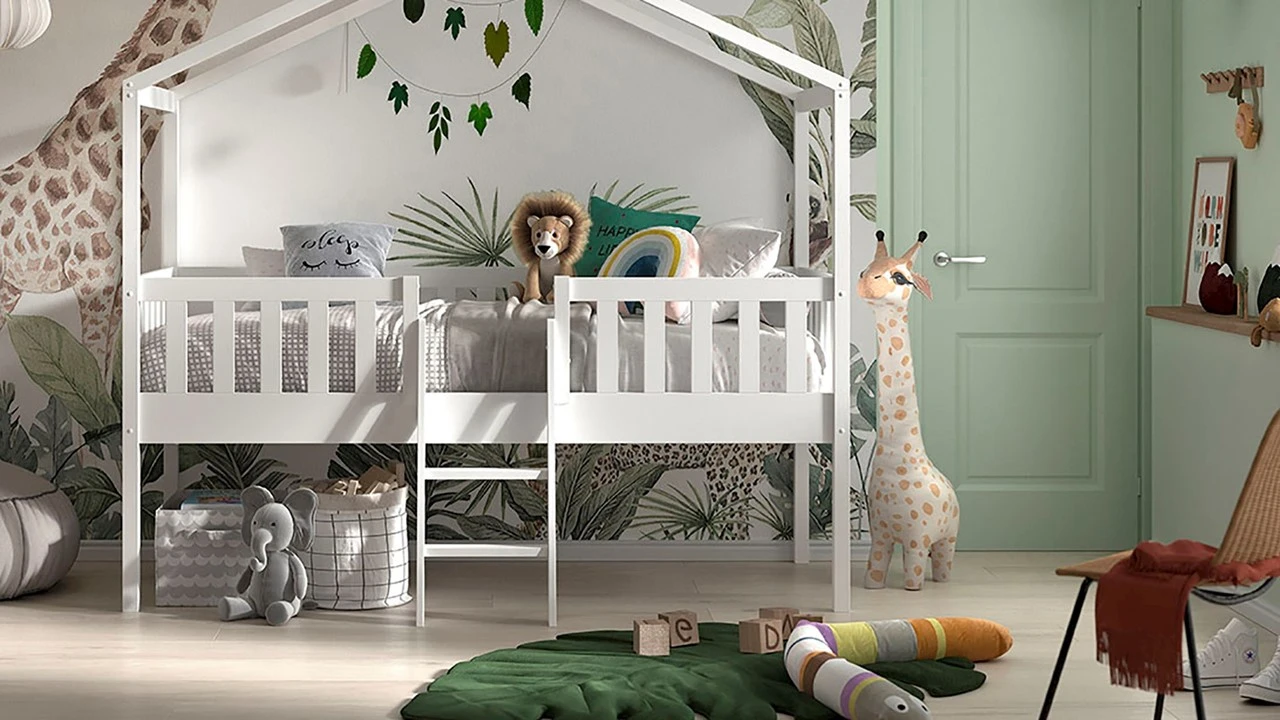 Vipack Halfhoogslaper Dallas - Massief Grenen Bedhuisje met Dakframe 4 Vipack Halfhoogslaper Dallas - Massief Grenen Bedhuisje met Dakframe - Afbeelding 2