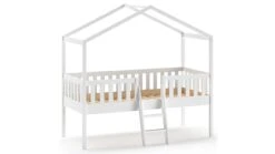 Vipack Halfhoogslaper Dallas - Massief Grenen Bedhuisje met Dakframe 7 Vipack Halfhoogslaper Dallas - Massief Grenen Bedhuisje met Dakframe -Beter Bed Winkel Halfhoogslaper Dallas als huis wit 2