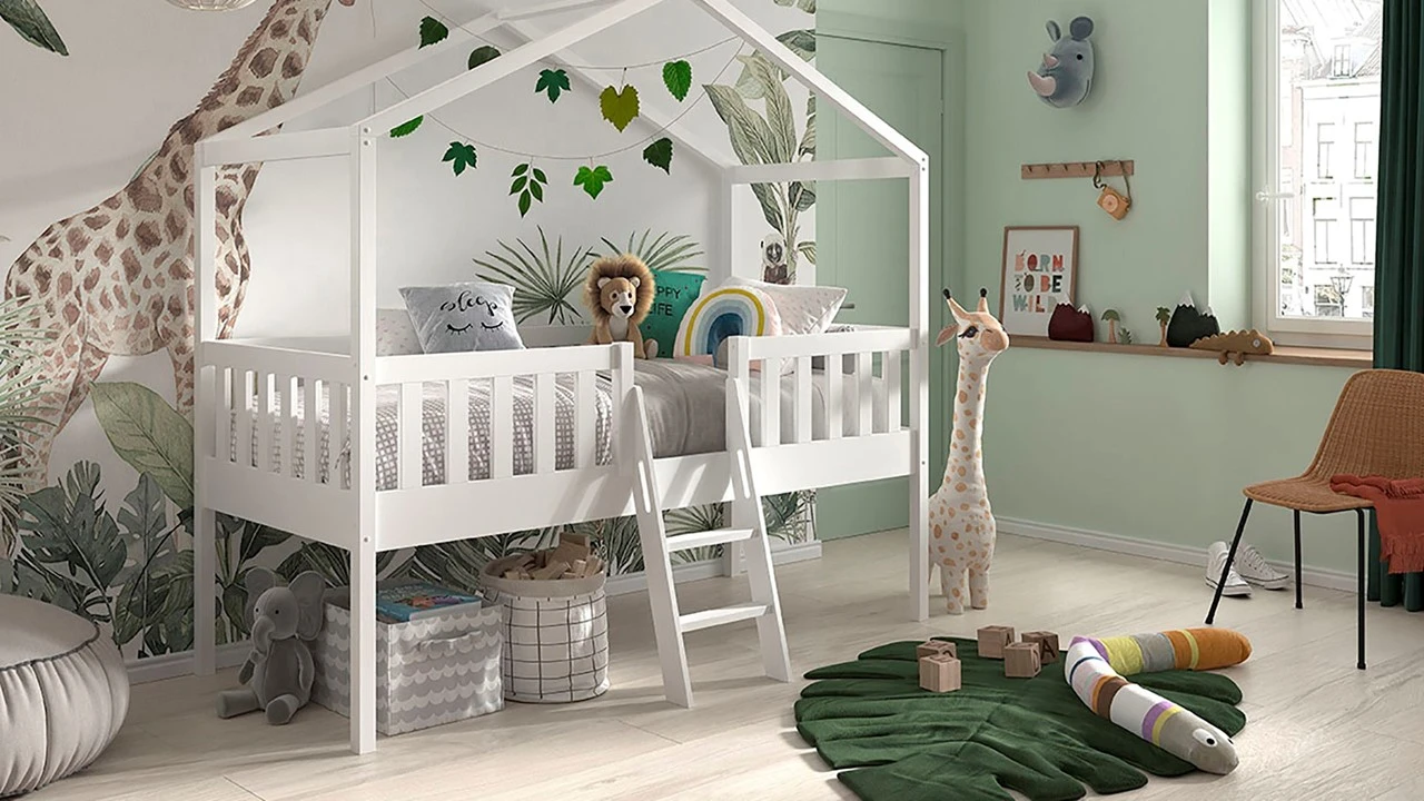 Vipack Halfhoogslaper Dallas - Massief Grenen Bedhuisje met Dakframe 3 Vipack Halfhoogslaper Dallas - Massief Grenen Bedhuisje met Dakframe