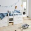 FLEXA Freja Wit met Koperen Details – 4 Lades Halfhoogslaper Kinderbed -Beter Bed Winkel Halfhoogslaper Freja wit
