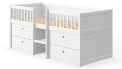 FLEXA Freja Wit met Koperen Details – 4 Lades Halfhoogslaper Kinderbed 8 FLEXA Freja Wit met Koperen Details – 4 Lades Halfhoogslaper Kinderbed -Beter Bed Winkel Halfhoogslaper Freja wit 2