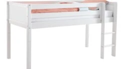 Flexworld Halfhoogslaper Jip Wit - Massief Grenenhouten Kinderbed met Ladder