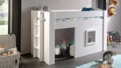 Vipack Halfhoogslaper Noah Wit met Gordijnenset – Compact 90x200 Kinderbed