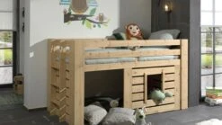 Vipack Oliver Halfhoogslaper 90x200 - Natuurlijk Eiken Design Huisbed