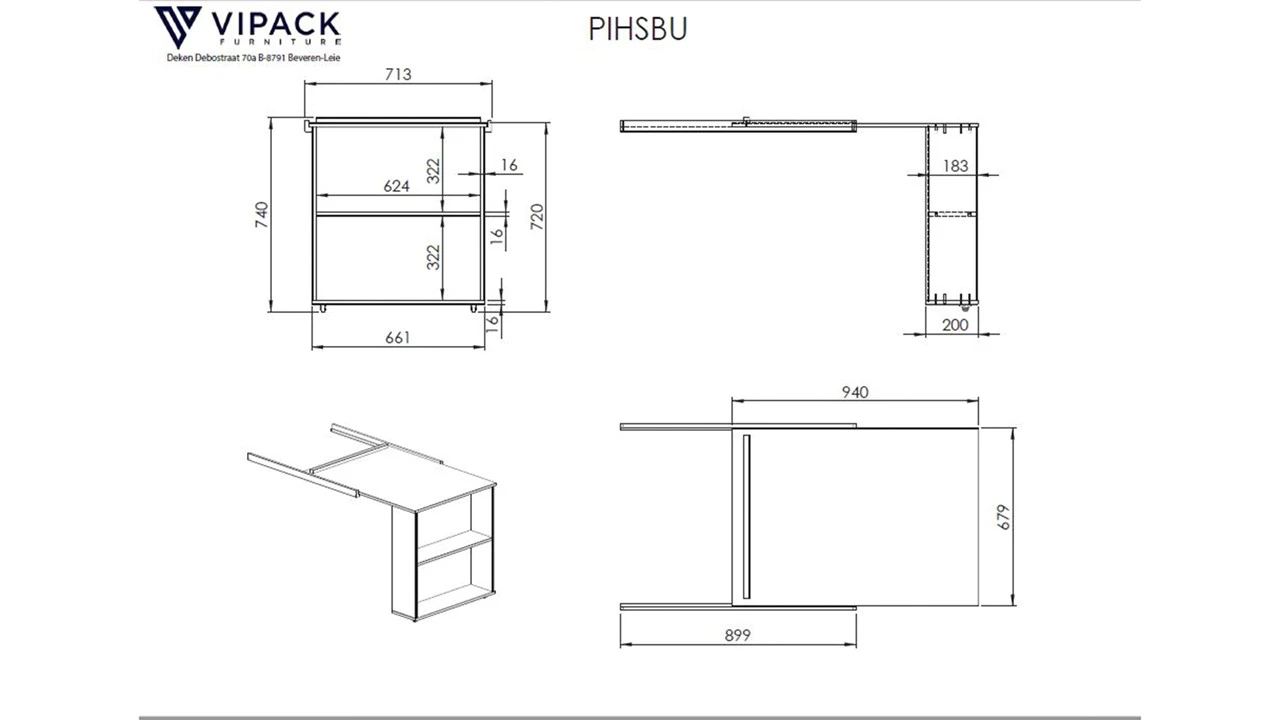 Pino Halfhoogslaper Wit Massief Grenen - Inclusief Bureau, 2 Commodes en Hangtablet 13 Pino Halfhoogslaper Wit Massief Grenen - Inclusief Bureau, 2 Commodes en Hangtablet - Afbeelding 11