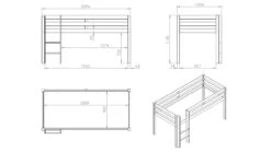 Pino Halfhoogslaper Wit Massief Grenen – Met Commode en Boekenkast – Veilig Kinderbed -Beter Bed Winkel Halfhoogslaper Pino met commode met 2 deuren en boekenkast wit 10
