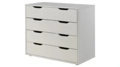 Pino Wit Gelakt Massief Grenen – Halfhoogslaper met Commode, Boekenkast en Bureau -Beter Bed Winkel Halfhoogslaper Pino met commode met 4 laden en boekenkast wit 5