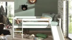 Vipack Pino Halfhoogslaper met Glijbaan - Wit Grenenhout Kinderbed