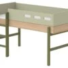 FLEXA Popsicle Halfhoogslaper - Massief Eiken met Rechte Ladder - Scandinavisch Design -Beter Bed Winkel Halfhoogslaper Popsicle groen