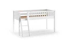 Halfhoogslaper Scott Wit met Bureau, Boekenkast en Commode - Kinderbed -Beter Bed Winkel Halfhoogslaper Scott met bureau boekenkast en commode wit 2