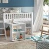 Halfhoogslaper Scott Wit met Bureau en Boekenkast – Ruimtebesparend Kinderbed -Beter Bed Winkel Halfhoogslaper Scott met bureau en boekenkast wit